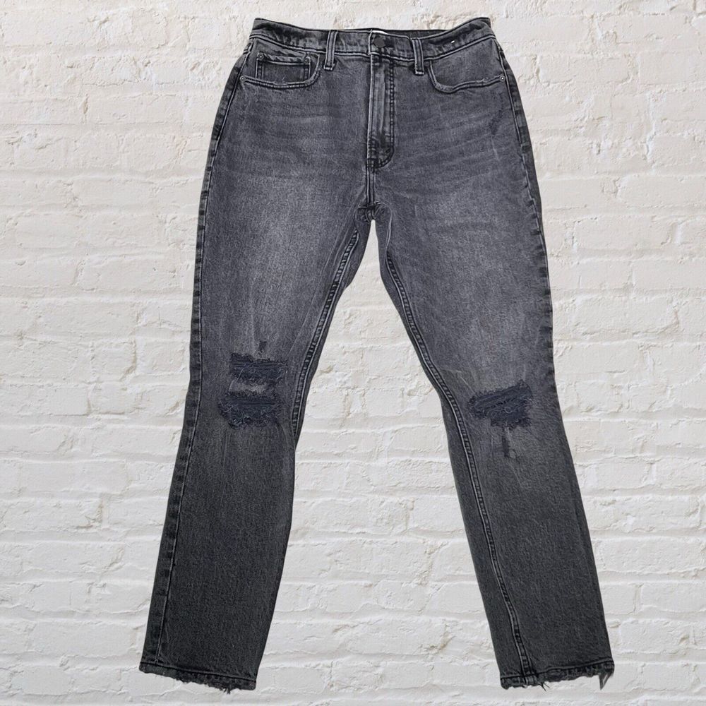 Abercrombie & Fitch The Skinny High-Rise Ankle Jeans 28/6R Black Distressed‎